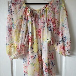 CAbi Colorful Floral Blouse